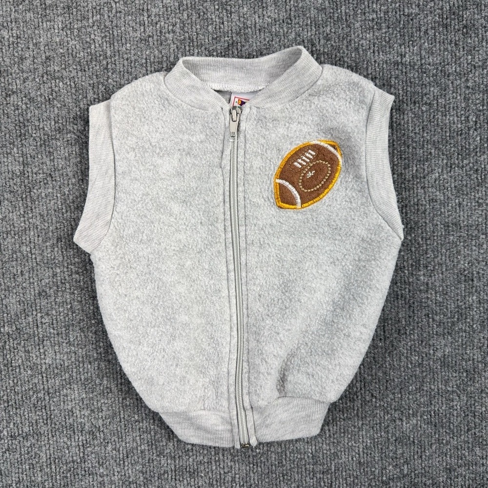Double Trouble Vest Boys 12-18 Months Gray Fleece Full Zip‎ Football Sports